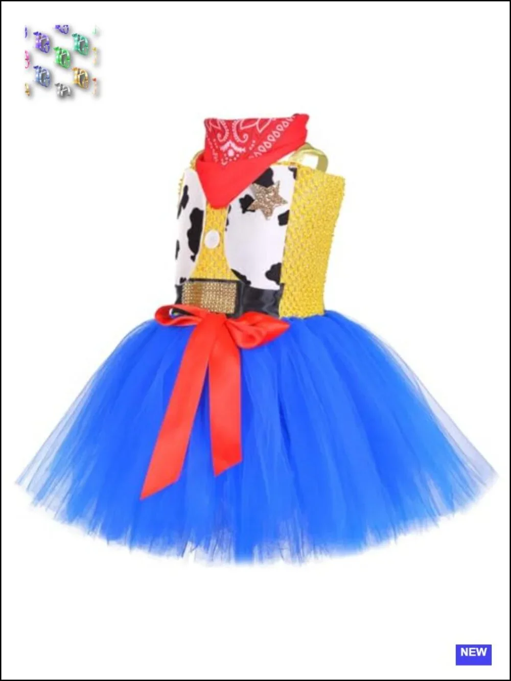 Girls Cowgirl Tutu Dress Halloween Costume with Bandana 1-10Y